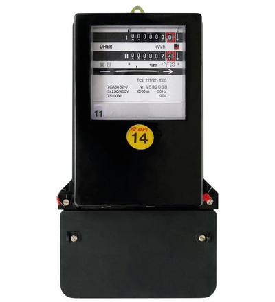 Elektroměr ETD 10(60)A, 3-fáz., 2-tar., na kříž, mech. číselník, úředně ověřen (cejch.), ELEMAN 1008980