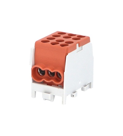 Svorkovnice rozbočovací HLAK 25 1/4 M2, 100A, 1pól., AL/CU, IP20, hnědá, na DIN /2080171, ELEMAN 1010285