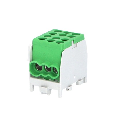 Svorkovnice rozbočovací HLAK 25 1/4 M2, 100A, 1pól., AL/CU, IP20, zelená, na DIN /2080170, ELEMAN 1010289