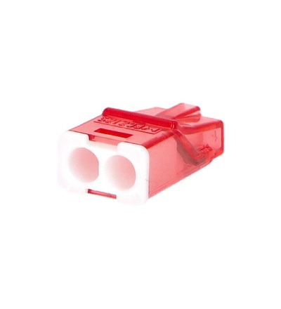 Svorka krabicová miniaturní PC212S bezšroubová 2x 0,2-2,5 mm2, transparentní/červená, ELEMAN 1014680
