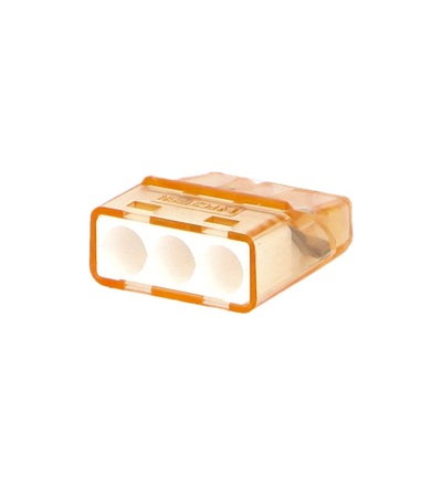 Svorka krabicová miniaturní PC213S bezšroubová 3x 0,2-2,5 mm2, transparentní/oranžová, ELEMAN 1014681