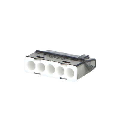 Svorka krabicová miniaturní PC215S bezšroubová 5x 0,2-2,5 mm2, transparentní/šedá, ELEMAN 1014683