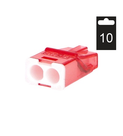 Svorka krabicová miniaturní PC212S/10 bezšroubová 2x 0,2-2,5 mm2, tr./červená (bal.=10ks), ELEMAN 1014690