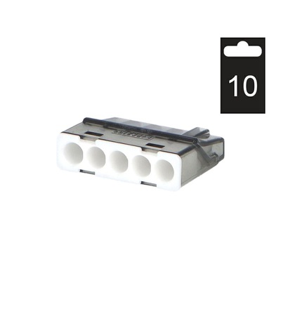 Svorka krabicová miniaturní PC215S/10 bezšroubová 5x 0,2-2,5 mm2, tr./šedá (bal.=10ks), ELEMAN 1014693