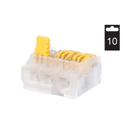 Svorka krabicová páčková SLC 3/10 univerz., bezšroubová 3x0,2-4mm2, (trans., bal.=10ks), ELEMAN 1075310