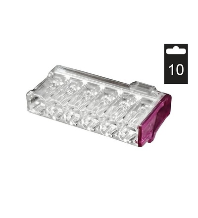Svorka krabicová mini. PC216-P/10 bezšroub., 6x 0,5-2,5 mm2, tran./fialová (bal.=10ks), ELEMAN 1078610