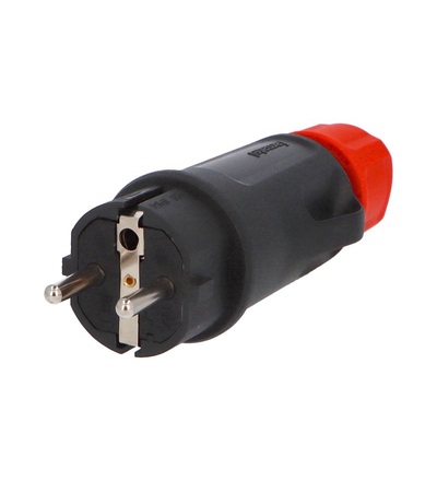 FAMATEL Vidlice 1165 IP54/250V/16A - domovní, plastová, černá, robustní- SOLID PRO, 1165