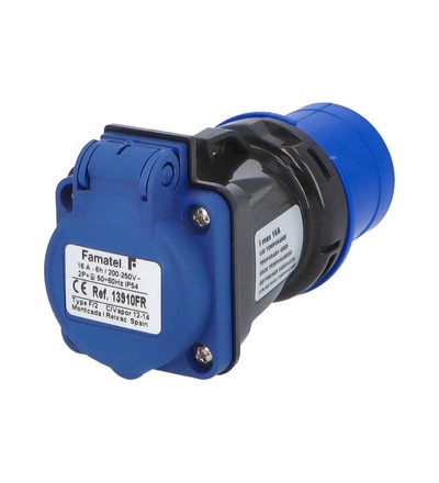 FAMATEL Adaptér 13910FR IP54/250V/16A - vidlice CEE / zásuvka s kolíkem, 13910FR