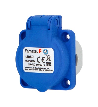 FAMATEL Zásuvka vestavná 13950 IP54 SCHUKO 230V/16A (s postranními ochrannými kontakty), modrá 13950