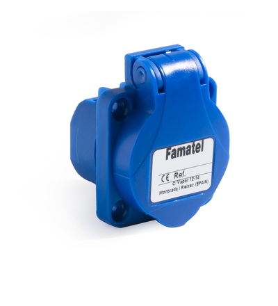 Zásuvka vestavná 13954F IP54/230V/16A s ochranným kolíkem, modrá, FAMATEL 13954F
