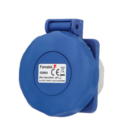 FAMATEL Zásuvka vestavná 13960 IP67 SCHUKO 230V/16A (s postranními ochrannými kontakty) 13960
