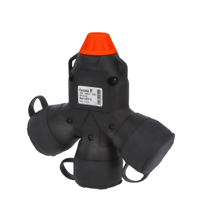FAMATEL Adaptér trojnásobný 187F-5 IP54/400V/16A - domovní, 5P svorka, černý, robustní - SOLID PRO, 187F-5