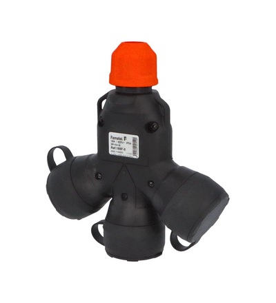 FAMATEL Adaptér trojnásobný 188F-5 IP54/400V/16A - domovní, 5P svorka, černý, robustní - SOLID PRO, 188F-5