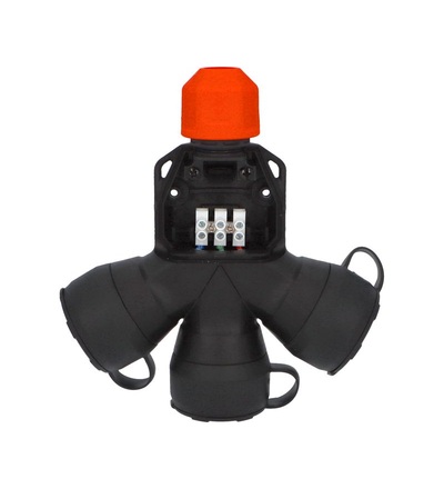 FAMATEL Adaptér trojnásobný 188F IP54/250V/16A - domovní, 3P svorka, černý, robustní - SOLID PRO, 188F
