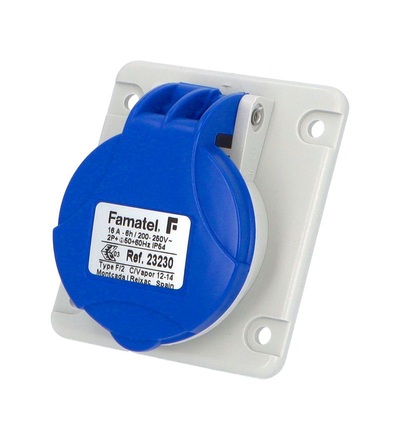 FAMATEL Zásuvka vestavná 23230 IP44 230V 16A 3P 6h šikmá 23230