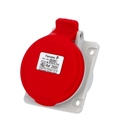 FAMATEL Zásuvka 23331 IP44/400V/16A/5P 6h, vestavná, šikmá 10° 23331