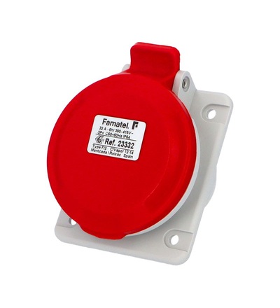 FAMATEL Zásuvka 23332 IP44/400V/32A/4P 6h, vestavná, šikmá 10° 23332