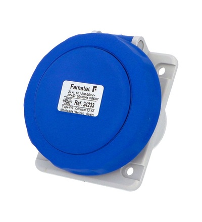 FAMATEL Zásuvka vestavná 24233 IP67 230V 32A 3P 6h šikmá 24233