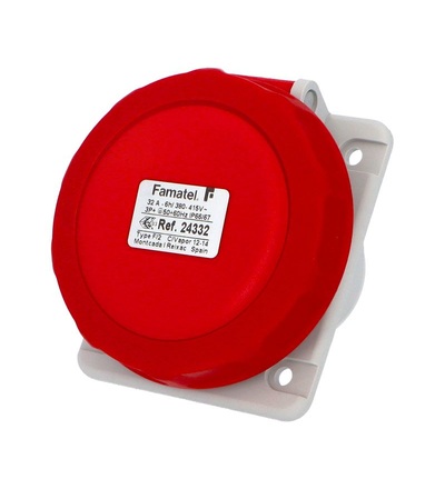 FAMATEL Zásuvka vestavná 24332 IP67 400V 32A 4P 6h šikmá 24332