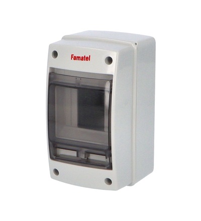 FAMATEL Rozvodnice ACQUA 3902-T IP65, 2/4mod., na omítku, průhl. dveře, 170x100x100mm 39021