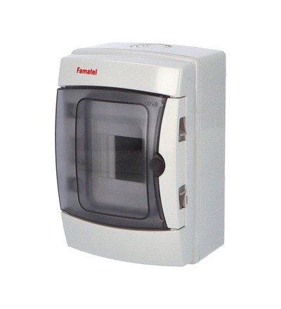 FAMATEL Rozvodnice ACQUA 3904-T IP65, 4mod., na omítku, průhl. dveře, 215x141x110mm 39041