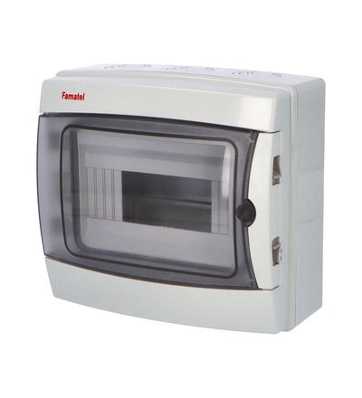 FAMATEL Rozvodnice ACQUA 3908-T IP65, 8mod., na omítku, průhl. dveře, 215x235x110mm 39081