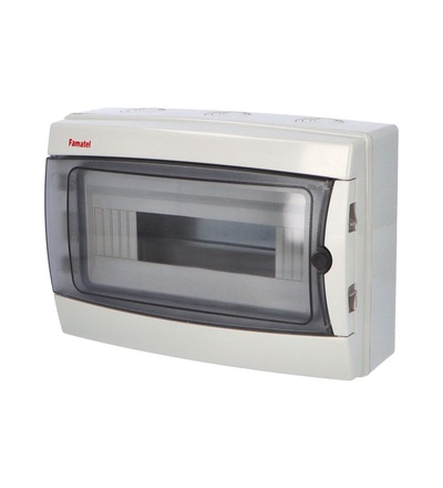 FAMATEL Rozvodnice ACQUA 3912-T IP65, 12mod., na omítku, průhl. dveře, 215x305x110mm 39121