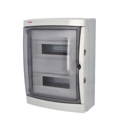 FAMATEL Rozvodnice ACQUA 3926-T IP65, 26mod., na omítku, průhl. dveře, 410x305x150mm 39261