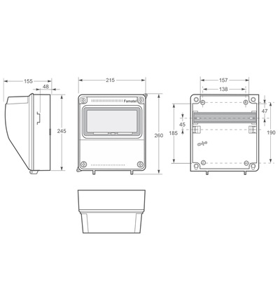 FAMATEL Skříň 3957 ACQUA Combi IP65, 9 modulů, 245x215x155mm 3957