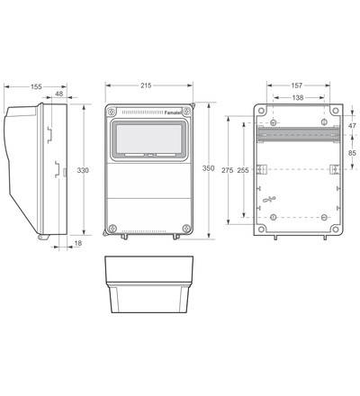 FAMATEL Skříň 3958 ACQUA Combi IP65, 9 modulů, 330x215x155mm 3958