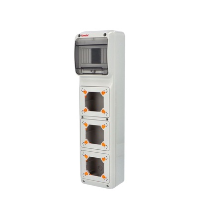 FAMATEL Skříň 3960 ACQUA Combi IP65, 3 otvory, 6 modulů, 490x126x107mm 3960