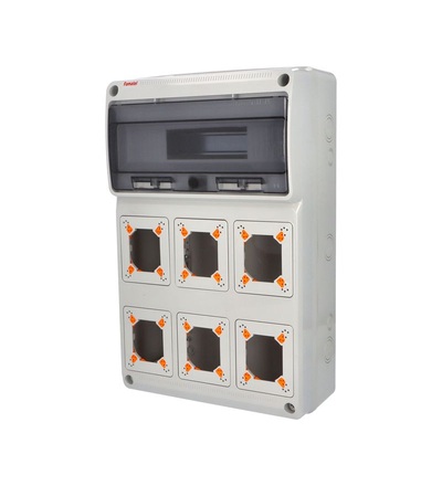 FAMATEL Skříň 3962 ACQUA Combi IP65, 6 otvory, 13 modulů, 500x330x150mm 3962