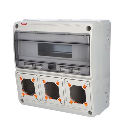Skříň 3975 ACQUA Combi IP65, 3 otvory, 16 modulů, 330x330x150mm, FAMATEL 3975