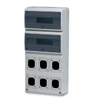 FAMATEL Skříň 3978 ACQUA Combi IP65, 6 otvorů, 32 modulů, 685x330x150mm 3978