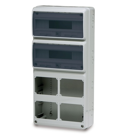 FAMATEL Skříň 3979 ACQUA Combi IP65, 6 otvorů, 32 modulů, 685x330x150mm (pro blok. zásuvky) 3979