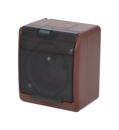 FAMATEL GALATEA IP44 Zásuvka (hnědá / průhledné víčko) 5321-05