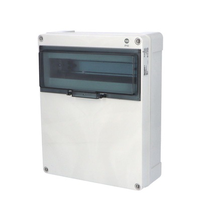 Skříň FLATBOX 5813 IP65, 13mod., na omítku, průhl. dveře, 340x270x120mm, FAMATEL 5813