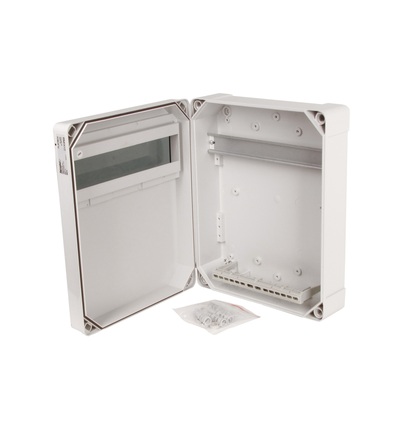 Skříň FLATBOX 5813 IP65, 13mod., na omítku, průhl. dveře, 340x270x120mm, FAMATEL 5813