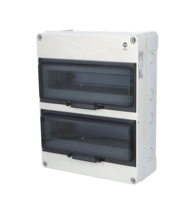 Rozvodnice FLATBOX 5926 IP65, 26mod., na omítku, průhl. dveře, 340x270x119,5mm, FAMATEL 5926