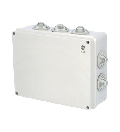 Krabice SolidBox 68162 IP55, 249x198x81mm, plné víko, stupňovité vývodky (10x), FAMATEL 68162