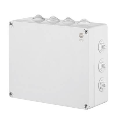 Krabice SolidBox 68232 IP55, 342x282x115mm, plné víko, stupňovité vývodky (14x), FAMATEL 68232