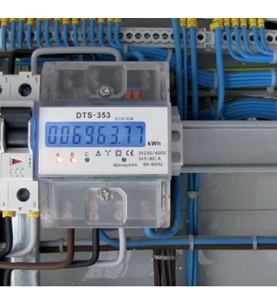 Elektroměr DTS 353-L 80A, 4,5mod., LCD, 3-fáz., 1-tar., podružný, ELEMAN 1000883