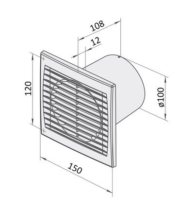 Ventilátor VENTS 100 ST, ELEMAN 1009002