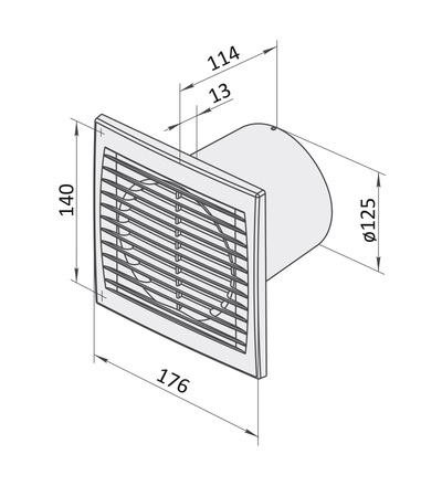 Ventilátor VENTS 125 S, ELEMAN 1009201