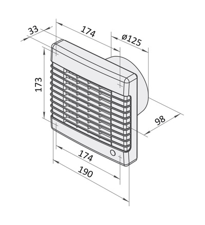 Ventilátor VENTS 125 MA 12V  s automat. žaluzií, ELEMAN 1009209