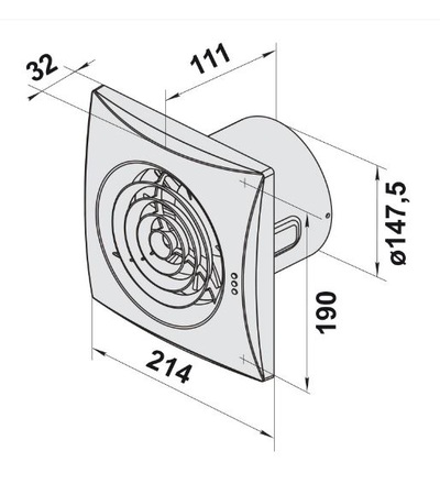 Ventilátor VENTS 150 QUIET snížená hlučnost, ELEMAN 1009724