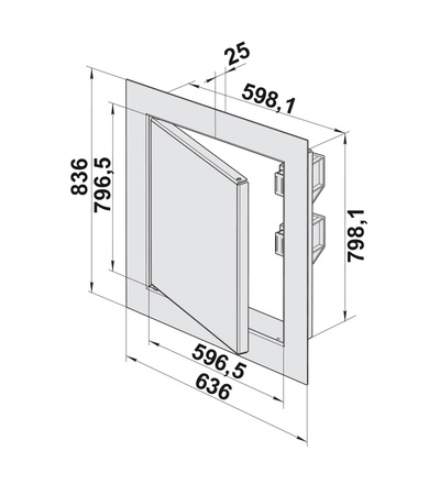 VENTS DM 600x800 kovová rev. dvířka, ELEMAN 1009819