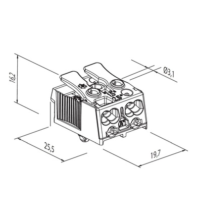 Svorkovnice SLK 3/2 (+ -) pro svítidla, bezšroubová, PC, bílá /88167621, ELEMAN 1000409