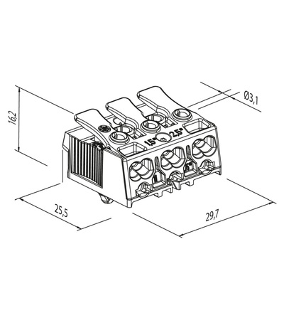 Svorkovnice SLK 3/3 (N-E-L) pro svítidla, bezšroubová, PC, bílá /, ELEMAN 1000411