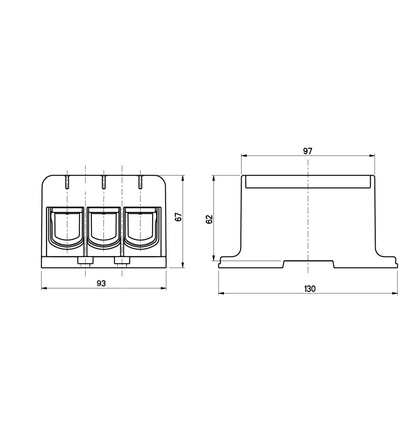 Svorka univerzální UK 240/3 N, 425A, 1pól., AL/CU, krytá, modrá, na DIN/panel /2090314, ELEMAN 1006645